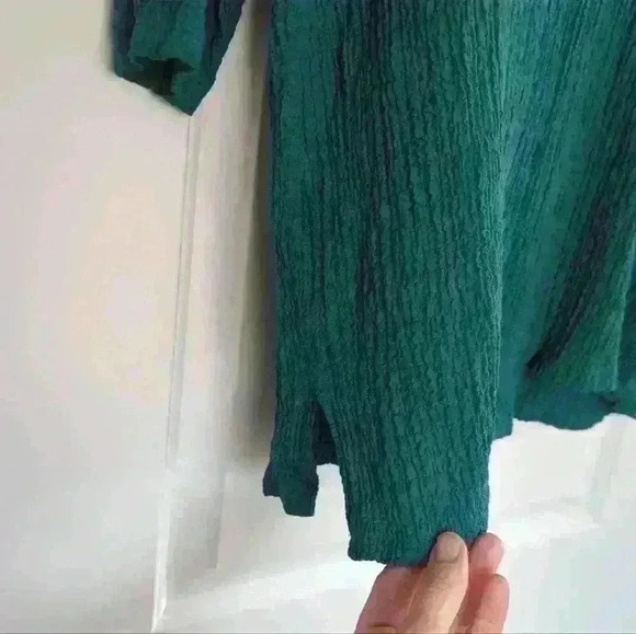 WHITE STAG  | Women's Teak/White Boho Crinkled 3/4 Length Sleeved Top - Picture 5 of 5